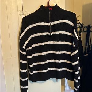 Denver Hayes Black and White Cowl Neck Sweater
